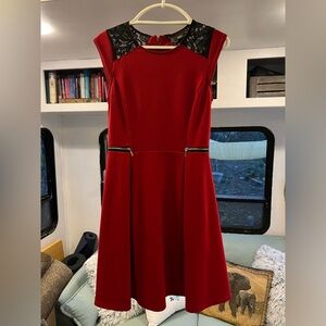 Mossimo Red and Black Lace Dress (size: medium)